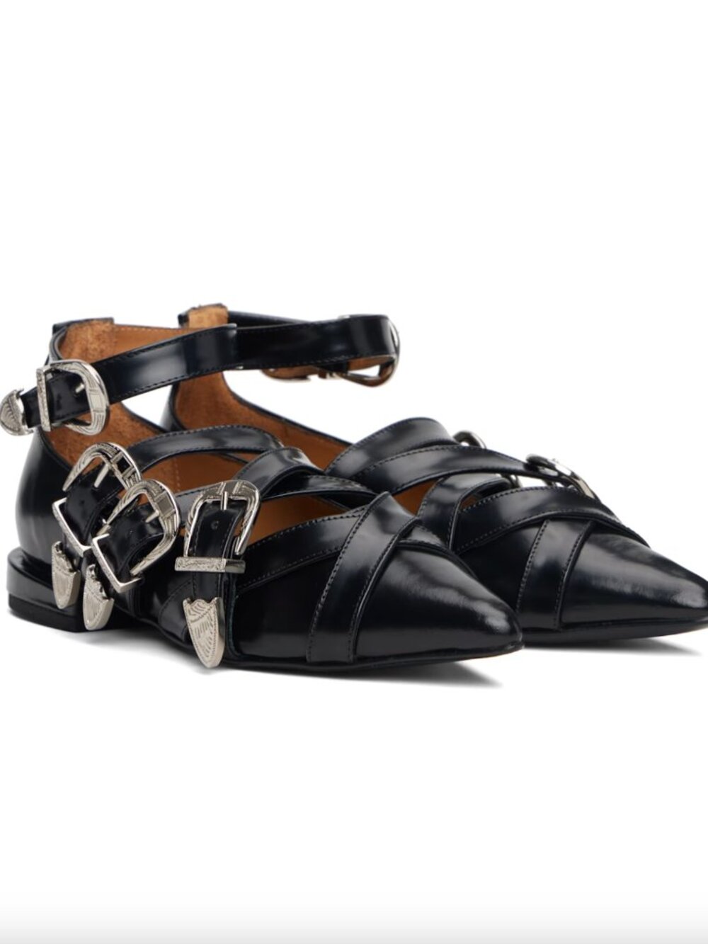 NWOT TOGA PULLA BLACK CROSS STRAP BALLERINA FLATS SIZE EU 40
